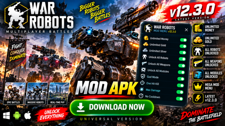 War Robots Mod Apk v12.3.0 | War Robots Gui Mega Mod Menu | Unlimited Money & Unlocked Mod v12.3.0